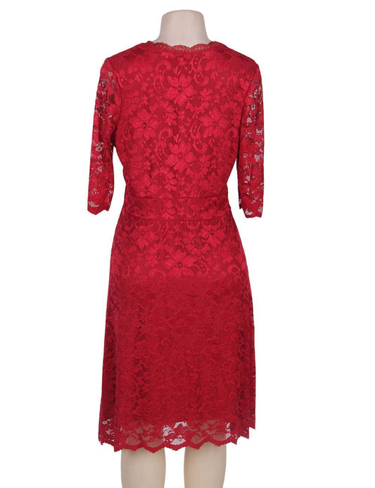 RED V NECK DRESS