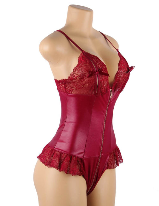 ZIPPER LEATHER TEDDY