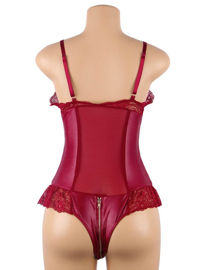 ZIPPER LEATHER TEDDY