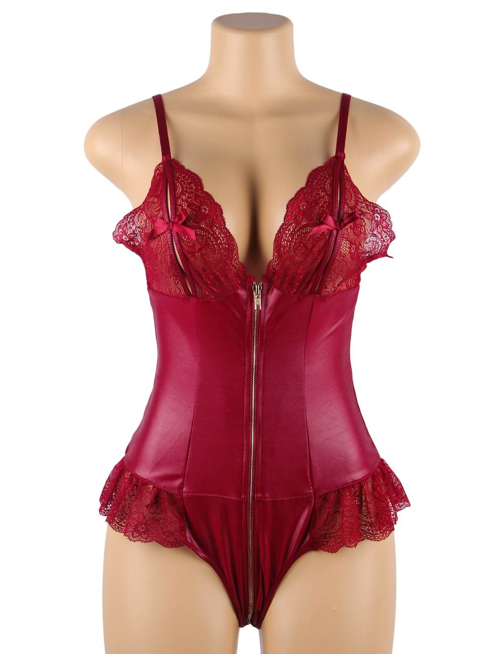 ZIPPER LEATHER TEDDY