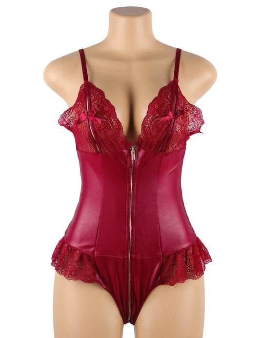 ZIPPER LEATHER TEDDY