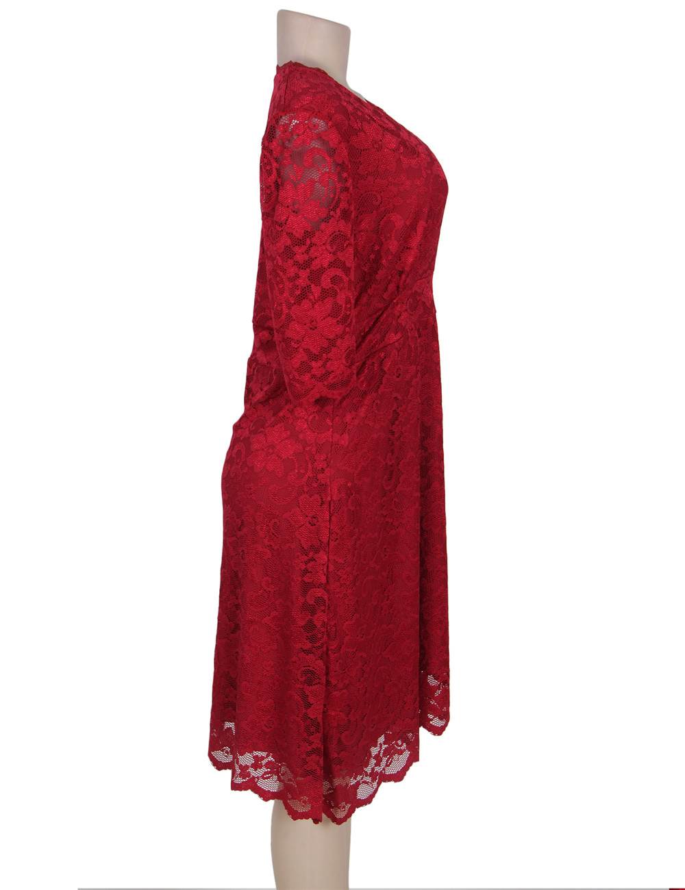 RED V NECK DRESS