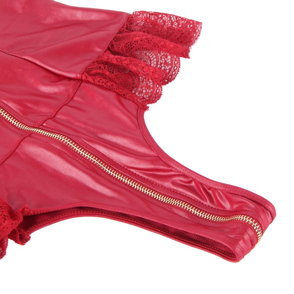 ZIPPER LEATHER TEDDY