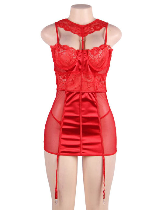 DELUXE SATIN LACE BABYDOLL