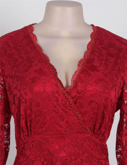 RED V NECK DRESS