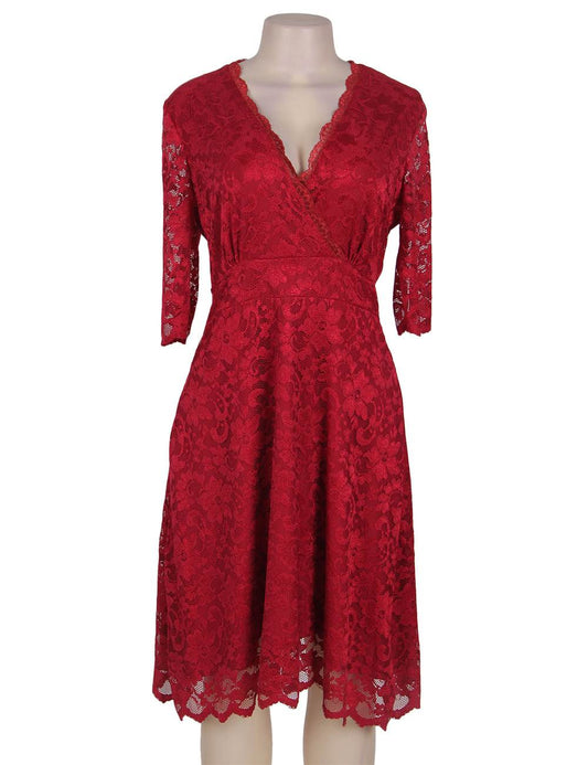RED V NECK DRESS